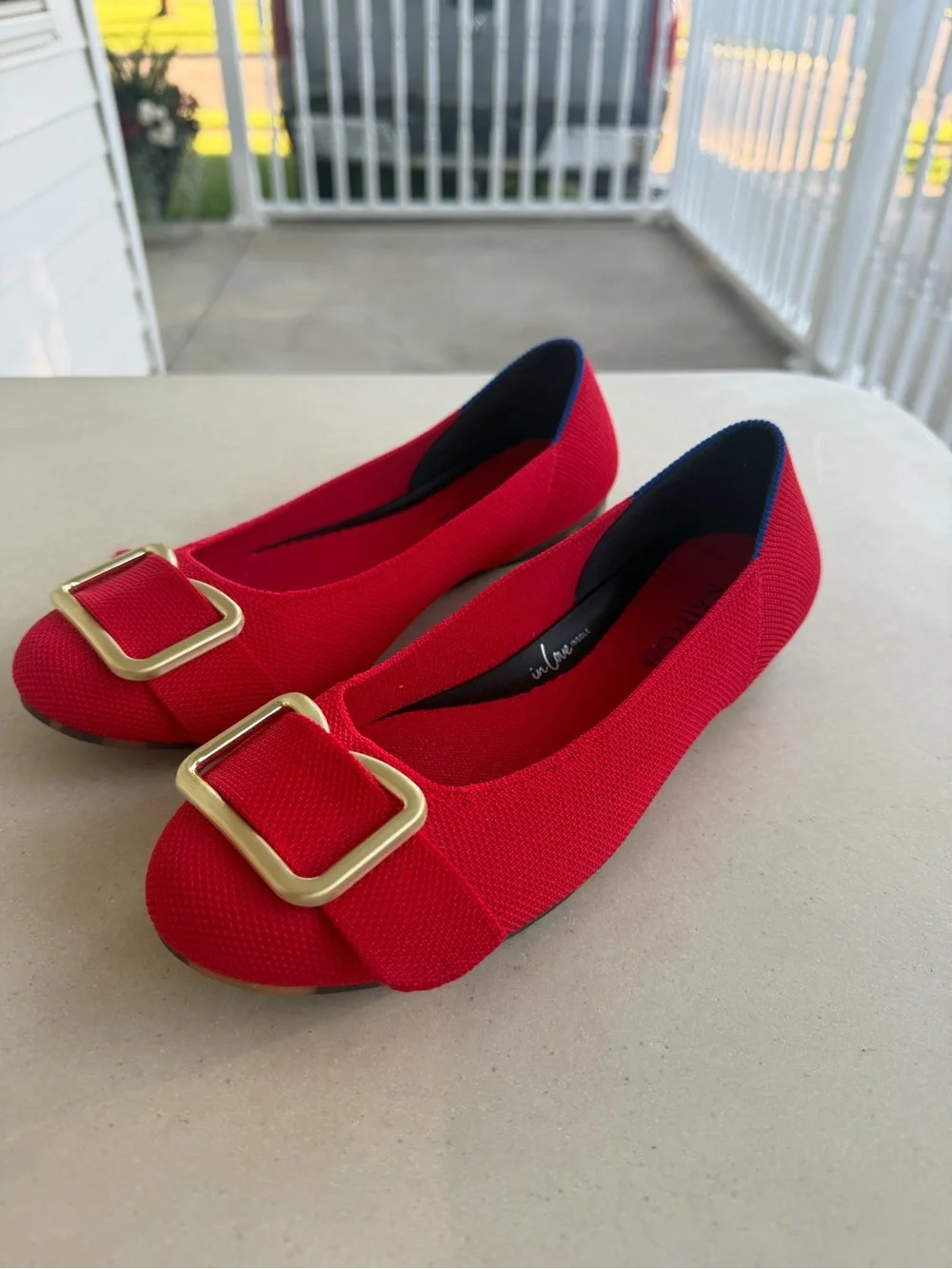 Rothy’s Women’s Size 7 Red Canvas Ballet Flats EUC
